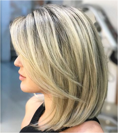 Blonde Lob With V Cut Layers