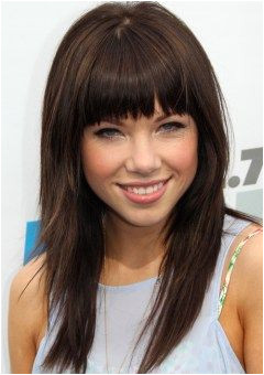 straight fringe hairstyle for long hair