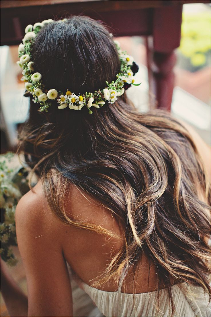 brunette flower crown wedding hairstyles Google Search
