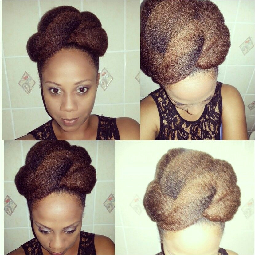 Roll and tuck updo on 4c black natural hair