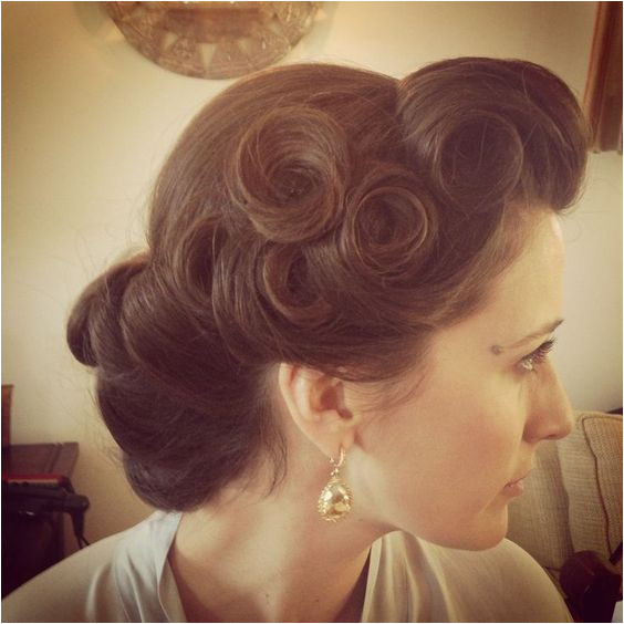 Pin Up Wedding Hairstyles Pin curls vintage hairstyle Pinup up do wedding occasion hair