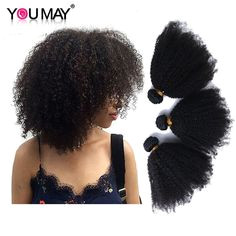 Mongolian Afro Kinky Curly Hair Extension Weave Human Hair Bundles 4B 4C Remy Hair 1 3pcs Natural Color You May
