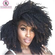 Afro Kinky Curly Clip In Human Hair Extensions 4B 4C Brazilian Human Natural Hair Clip Ins Rosa Queen Remy Full Head Wholesale Priced Wigs Extensions