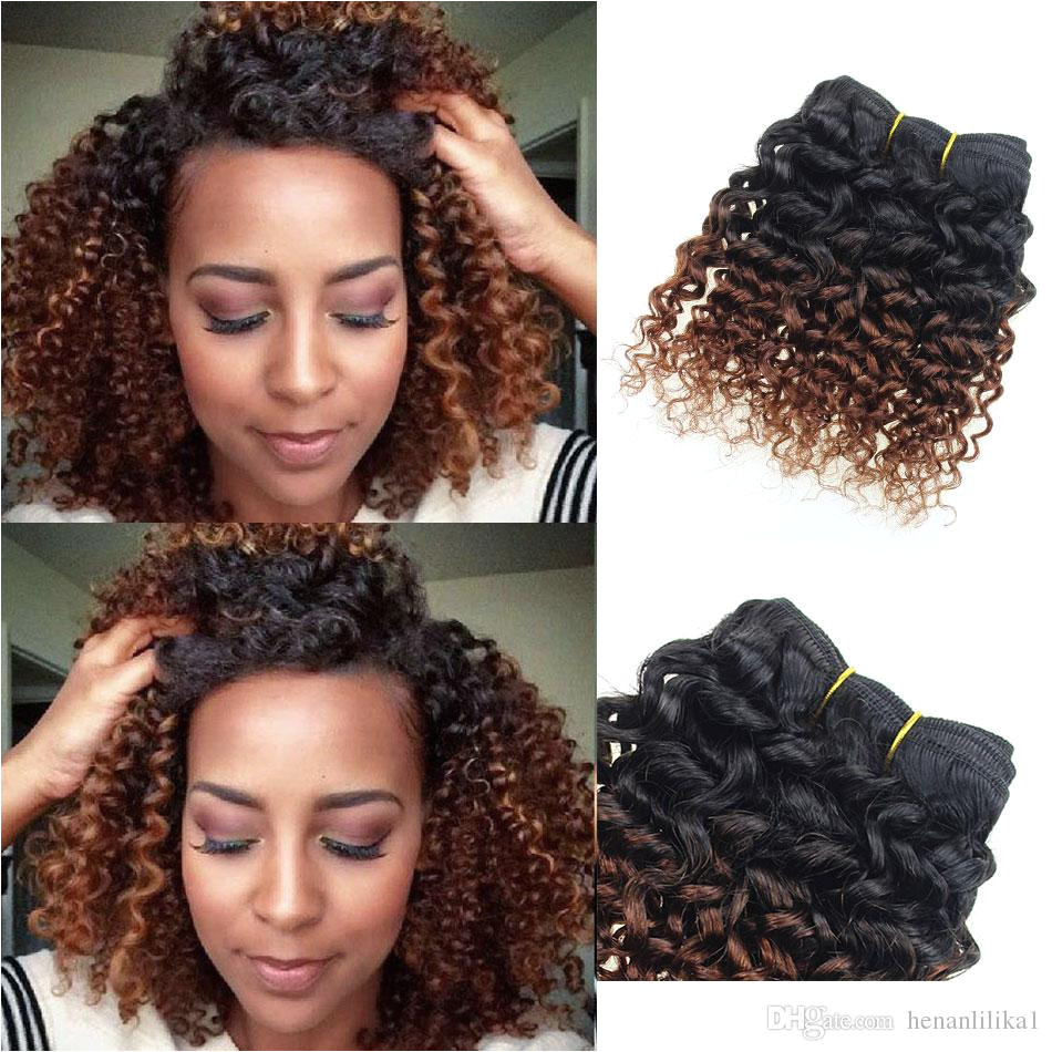 Brown Human Hair Extensions Kinky Curly Weave 6 Bundles 8 Inch Bob Ombre Brazilian Virgin Hair Weave 1b 33 Deep Curly Hair Products Best Weave Hair Best