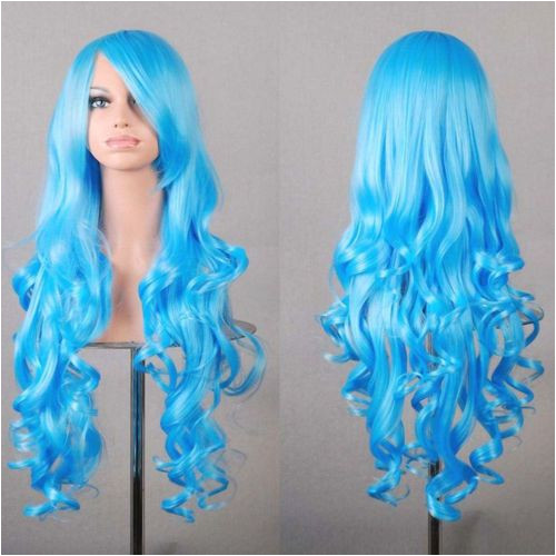 New Womens Fashion Wigs Multi Color Curly Anime Cosplay Party Costume Hair Wig