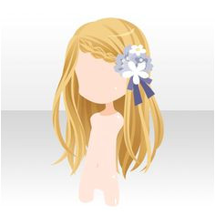 Anime hair long blonde braid with flower clip