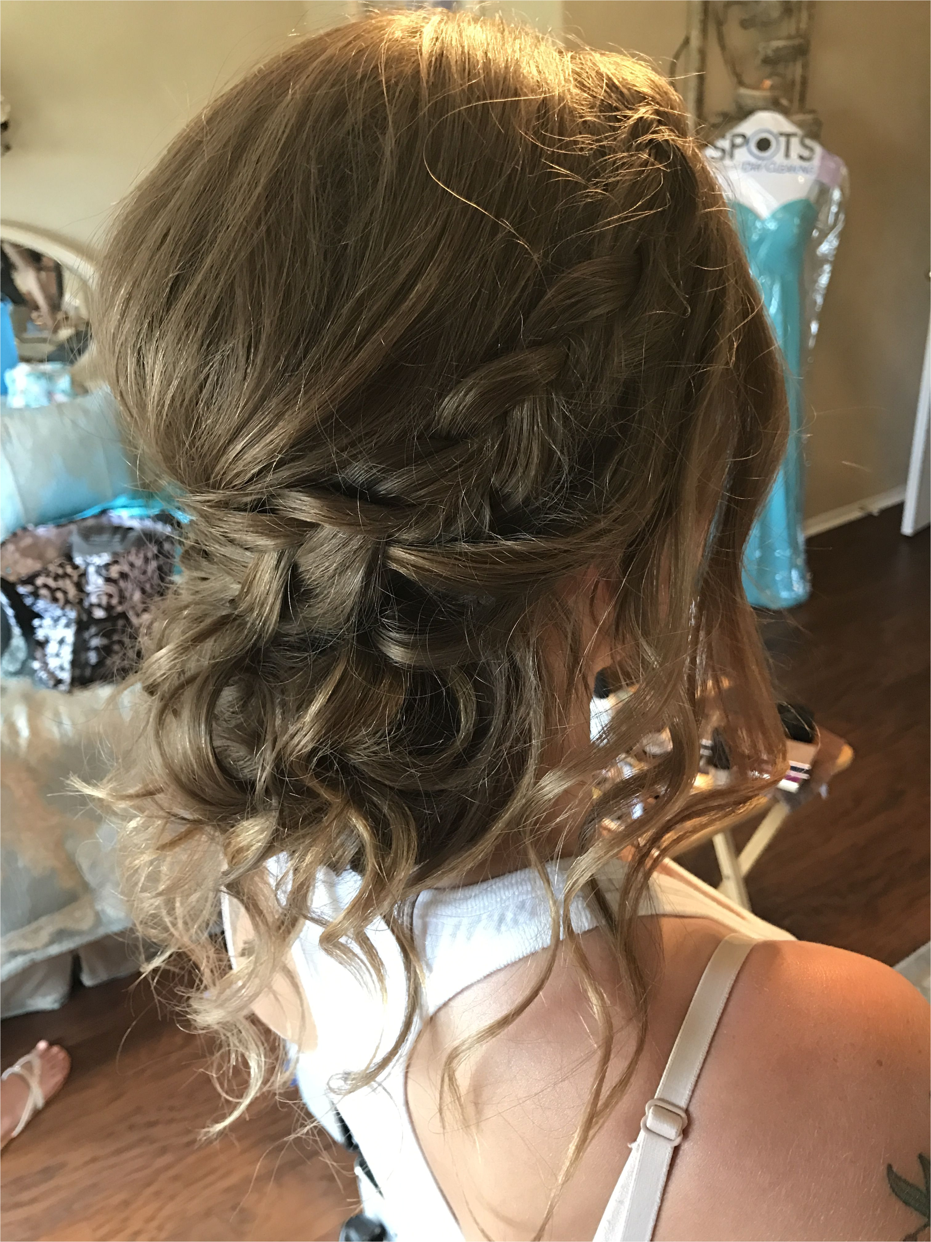 Loose curls updo hairstyle braided hair