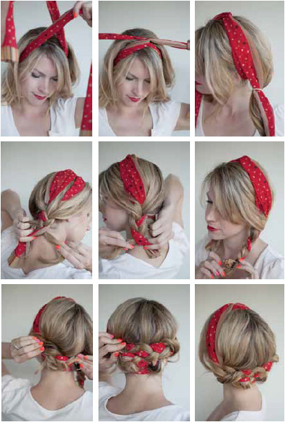 Scarf hairstyles for long hair clever for work Repinned