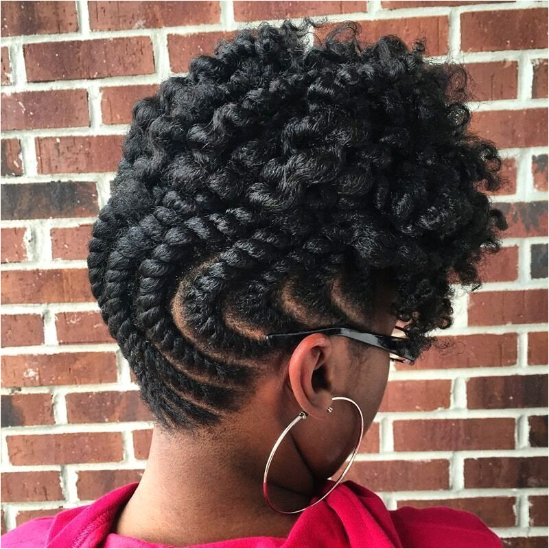 Inverted Flat Twist Updo with Curly Top Naturalhairstyles