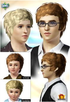 Wavy hairstyle for boys Hair 07 by Raonjena for Sims 3 Sims Hairs