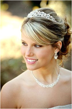 Wedding Hairstyles Updo with tiara and veil attached in the back