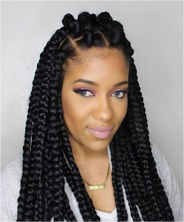 Thick Box Braids With Top Bantu Knots More