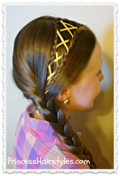Ribbon Laced Side Braid from Princess Hairstyles Braid Styles Side Braid Hairstyles Braided Hairstyles
