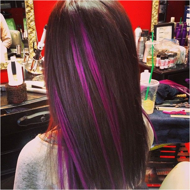 Purple Hair Highlights Pink Peekaboo Highlights