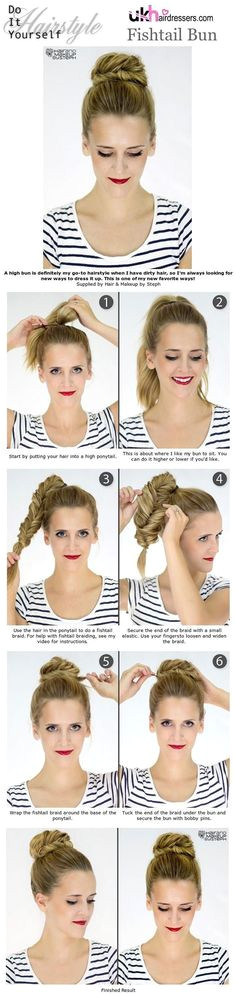 15 Easy No Heat Hairstyles For Dirty Hair Long Short The fishtail bun