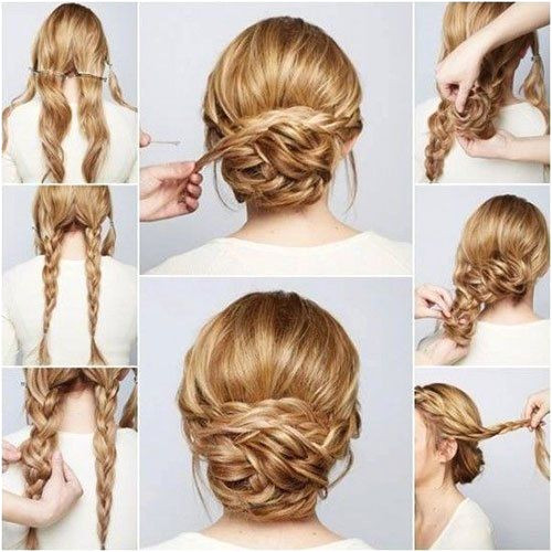 braided chignon tutorial long hair prom updo