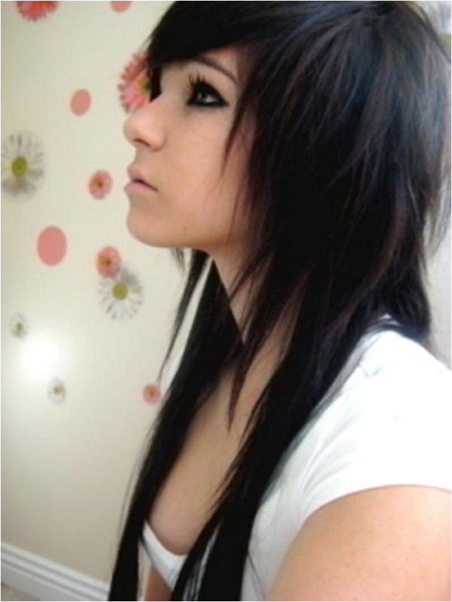 punk hair mullet back girl long Google Search Long Emo Hair Black Emo Hair