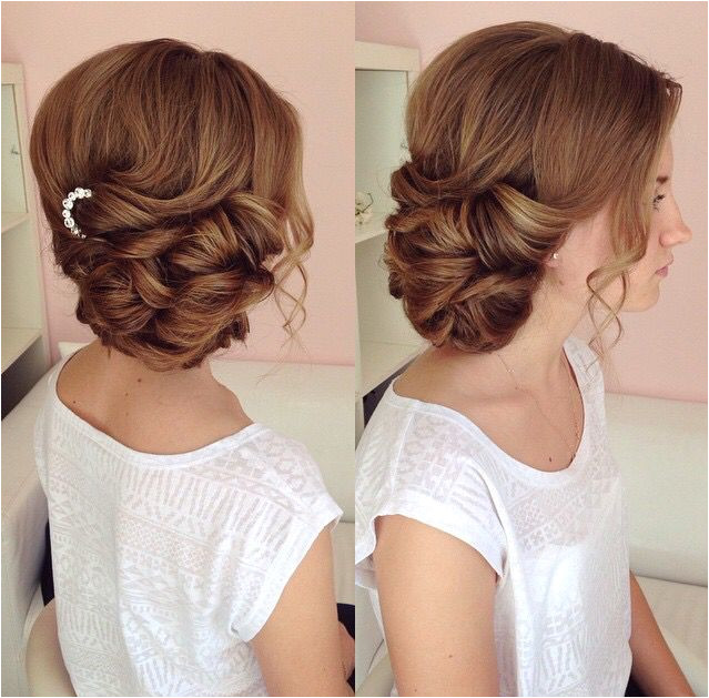 Side swept updo draped updo wedding hairstyles bridal hair ideas More