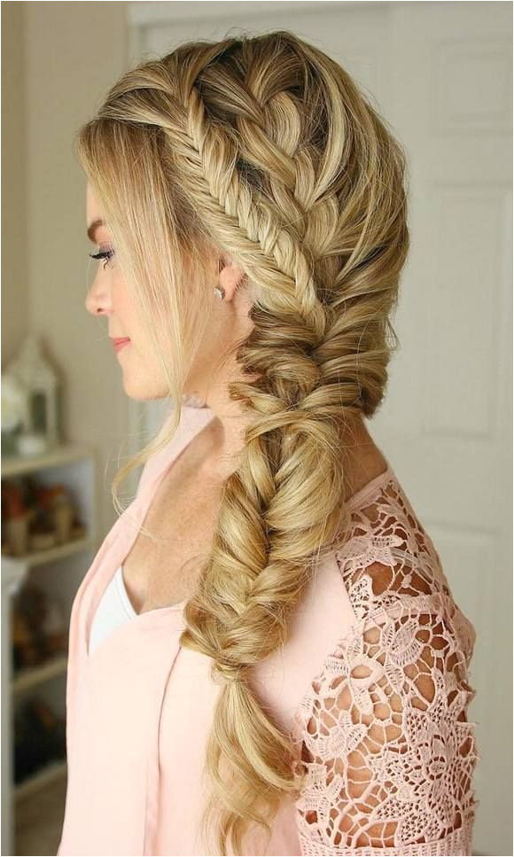 Long Hair Style Side Braid Fishtail Braid