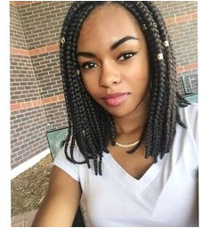 Clean Bob Box Braids with Charms Box Braids Hairstyles Protective Hairstyles Black Hairstyles