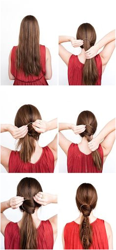 DIY Hair Tutorial A Fishtail Pony Braid with Gold Hoop Hair Accessory Decorative Hair Clips