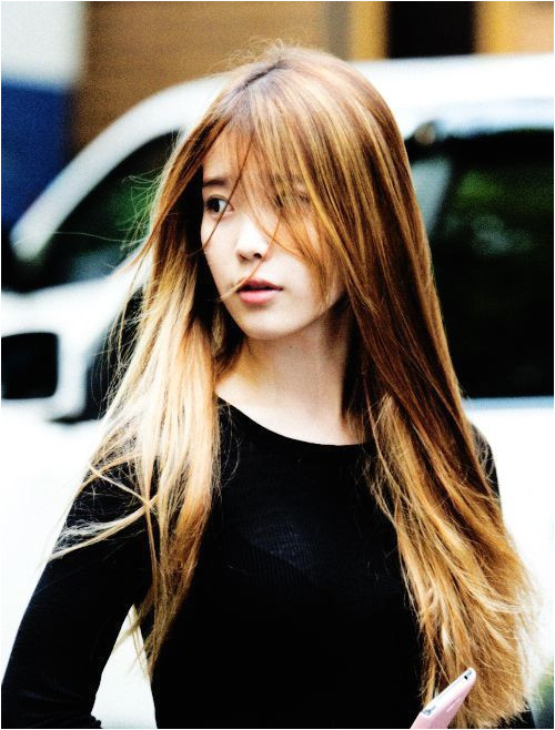 IU Hair very long with bangs korean hairstyle