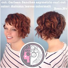 Asymetric Naturally Curly Short cut and colormelt by Carleen Sanchez Reno Nv