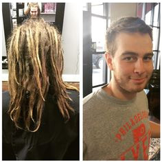 Before and after dreadlocks haircut by Gabby N at Avante on Main Street Salon Exton PA