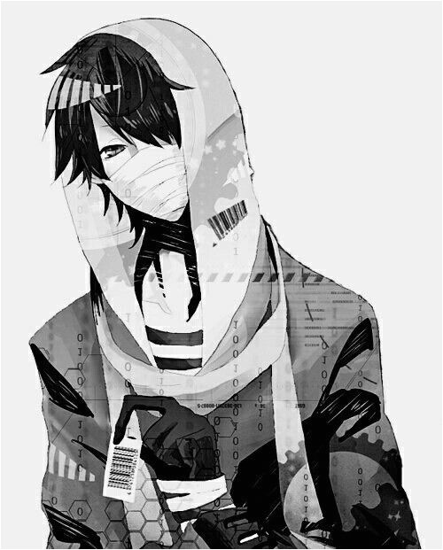 Anime boy hoo mask scarf bandages cool black hair Anime Guys