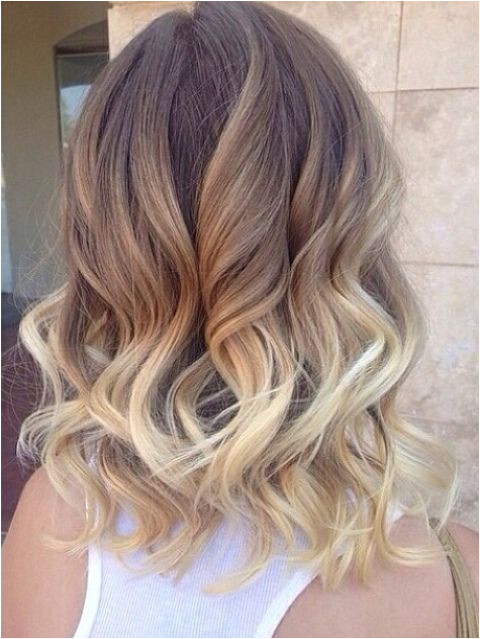 Soft Wavy Brunette to Blonde Ombre Hair for Medium Length Hair