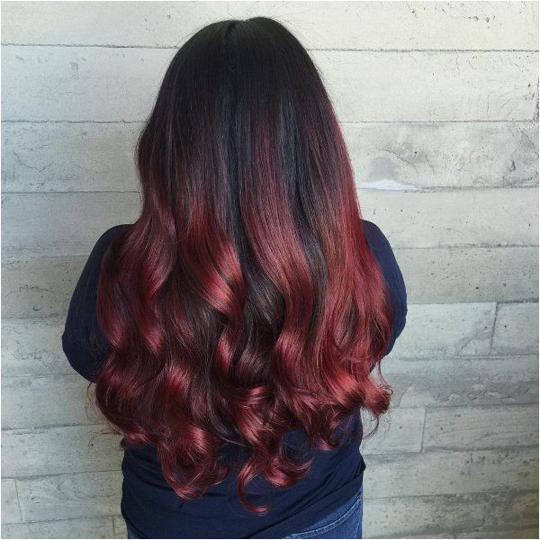 black hair with red highlights