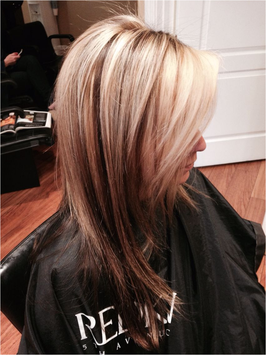 Blonde highlights and lowlights with dark underneath
