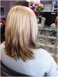 Reversed ombre two toned inspired blonde and brown layered hair Caitlin this