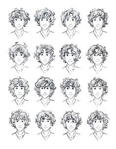 Curly hair reference for guys Totally need this Anime Curly