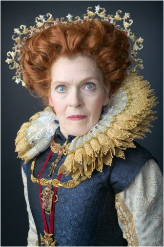 Mature woman wearing Elizabethan era queen s costume portrait