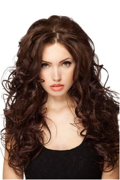 long natural curly hair with bangs