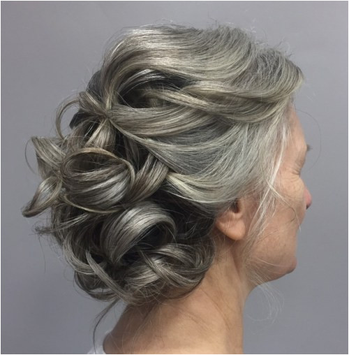 Gray Curly Updo For Mother The Bride