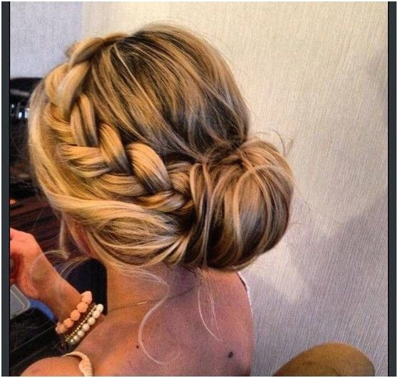 Simple Bun Updos Pairs with Loose Braid Prom Hairstyle