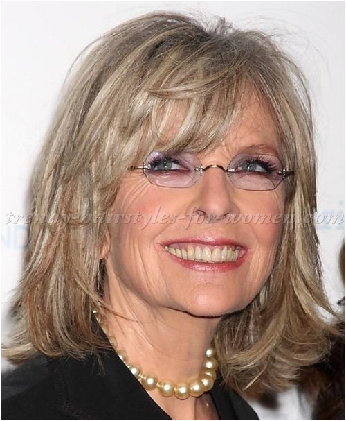 medium hairstyles over 50 Diane Keaton shoulder length bob hairstyle