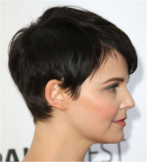 Ginnifer Goodwin pixie cut "This short black mane is cropped short and close to the head up and over the ears blending into the top layers that are