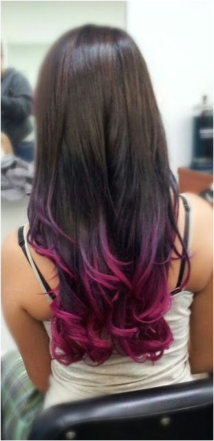Colorful tips dip dyed hair