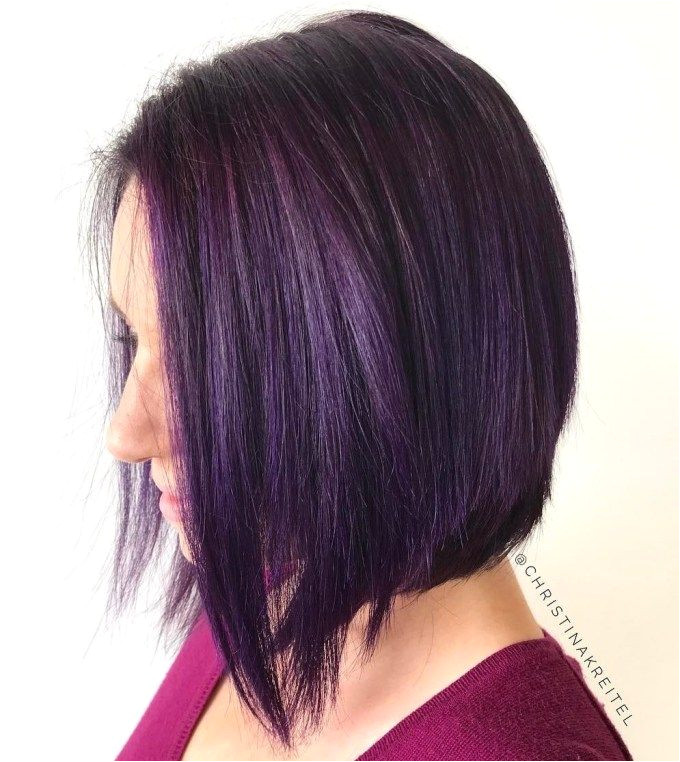 Purple Brown Angled Bob