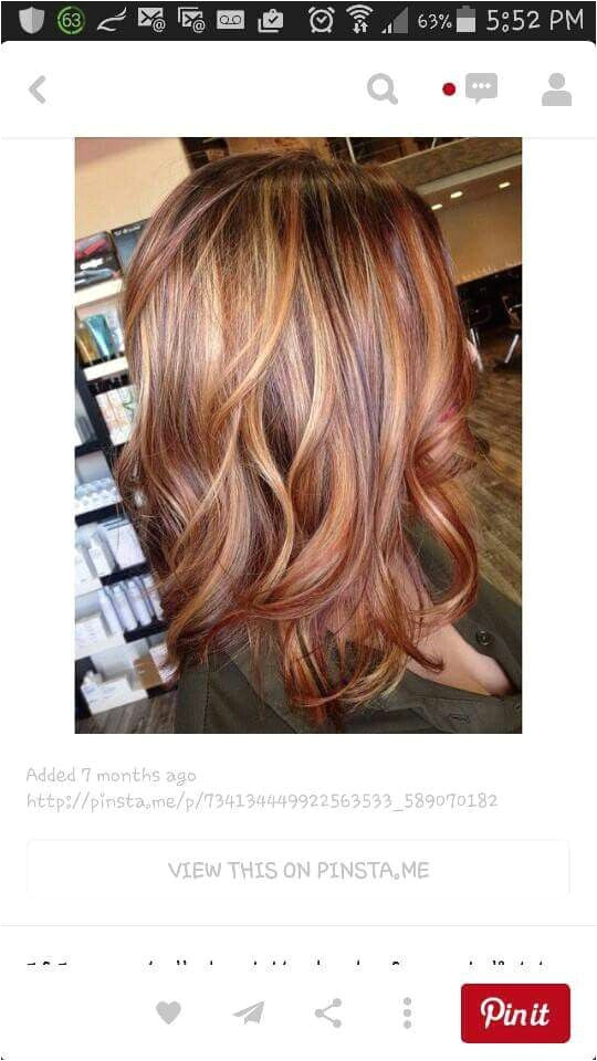 Red caramel and blonde highlights