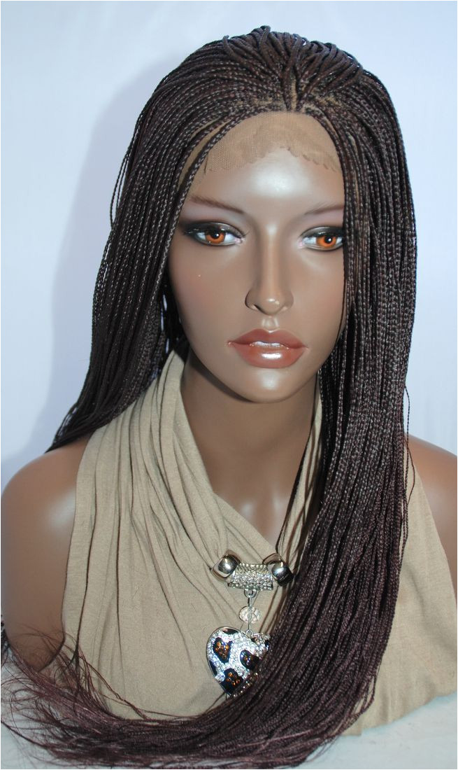 Braided Lace Front Wig Micro Braids Color 99J in 24 Inches HANNAH99JL24