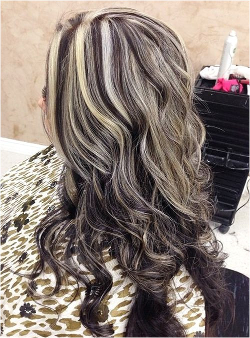long brown hairstyle with ash blonde highlights