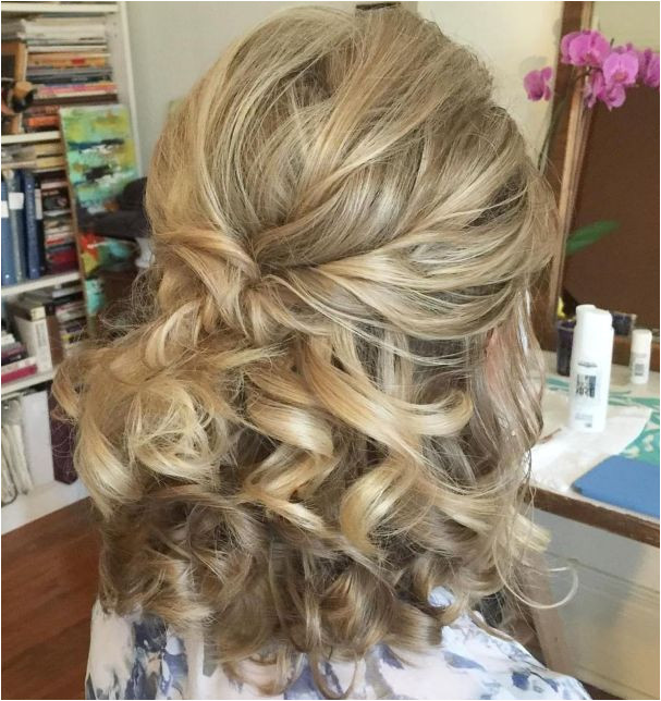 Curly Half Up Hairstyle For Medium Hair