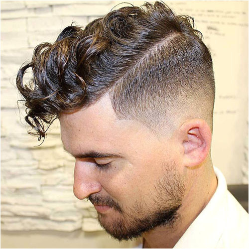 Curly Fringe with High Fade and Beard