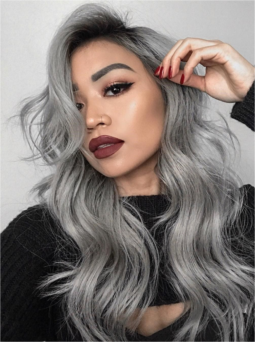 13 Grey Hair Color Ideas to Try Pinterest Unique Grey Hair with Bangs Grey Hair with