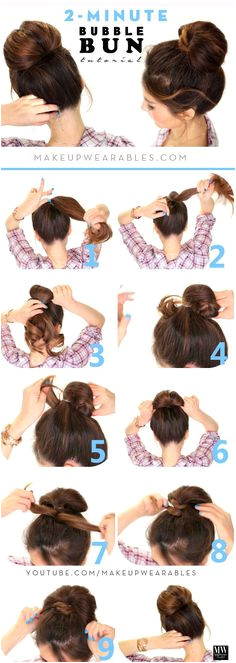 Easy 2 Minute Hairstyles For Long Hair hairstyles hairstylesforlonghair minute Easy Bun Hairstyles