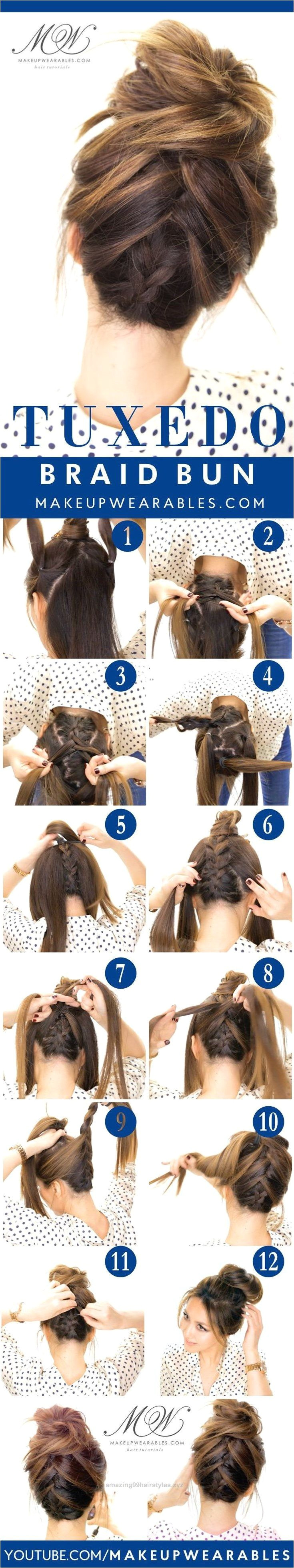 Adorable Tuxedo Braid Bun Tutorial 5 Messy Updos for Long Hair check it out at The post Tuxedo Braid Bun Tutorial